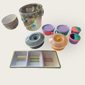 Plastic Bowls, Ice Bucket, Food Tray, Tupperware Bowls and Snack Containers Set